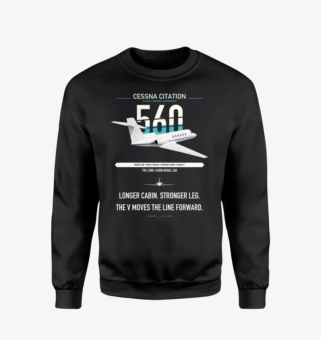 Cessna Citation 560 - Citation V design on black sweatshirt