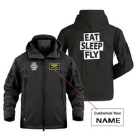 Thumbnail for Eat Sleep Fly Military Jackets (Customizable) aviation design printed on heavy cotton shell with field-style pockets military.