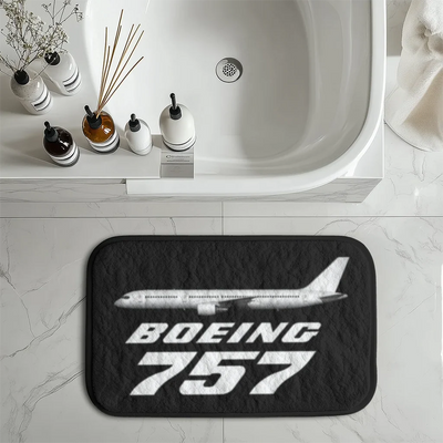 The Boeing 757 aviation design on soft absorbent fabric with non-slip backing bath mat.