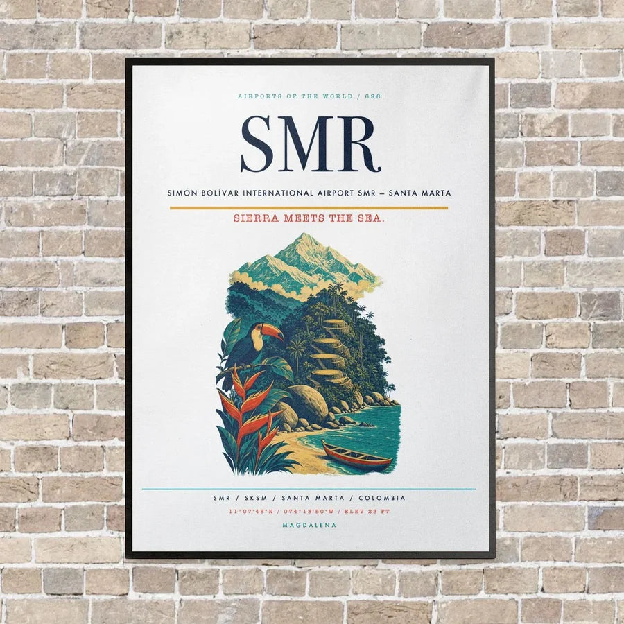Simón Bolívar International Airport SMR — Santa Marta vertical canvas print - framed - white background
