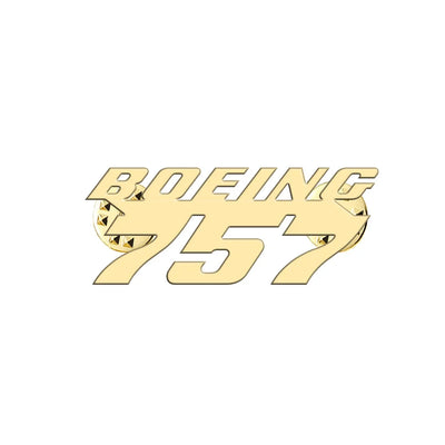 Boeing 757 & Text aviation hollow pin in polished alloy.
