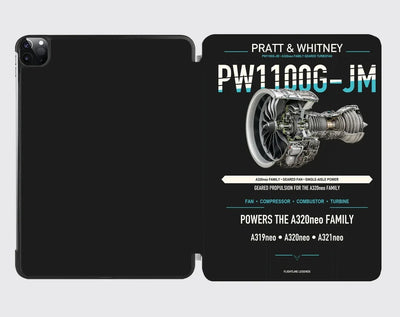 PW1100G-JM design on black ipad tablet case