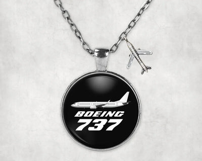 The Boeing 737 aviation-themed necklace, polished stainless steel.