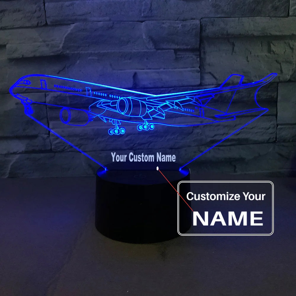 Departing Boeing 787 aviation design on premium acrylic with LED 3D night lamp.