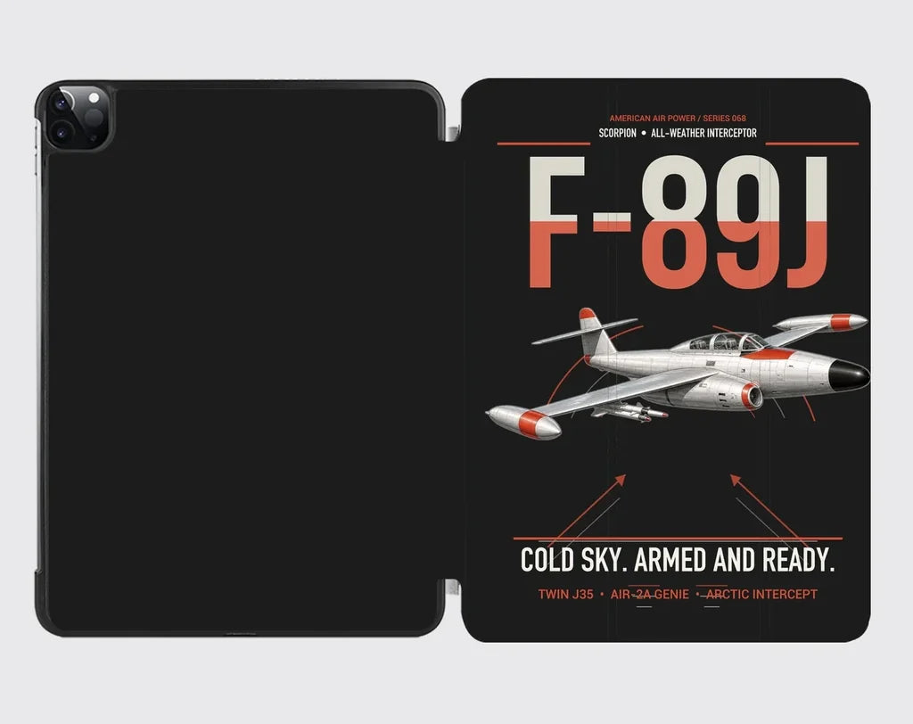 F-89J Scorpion design on black ipad tablet case
