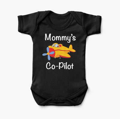 Mommy's Co-Pilot (Propeller) aviation print on kids gentle cotton bodysuit.