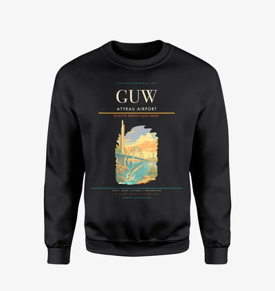 Atyrau Airport (GUW) design on black sweatshirt