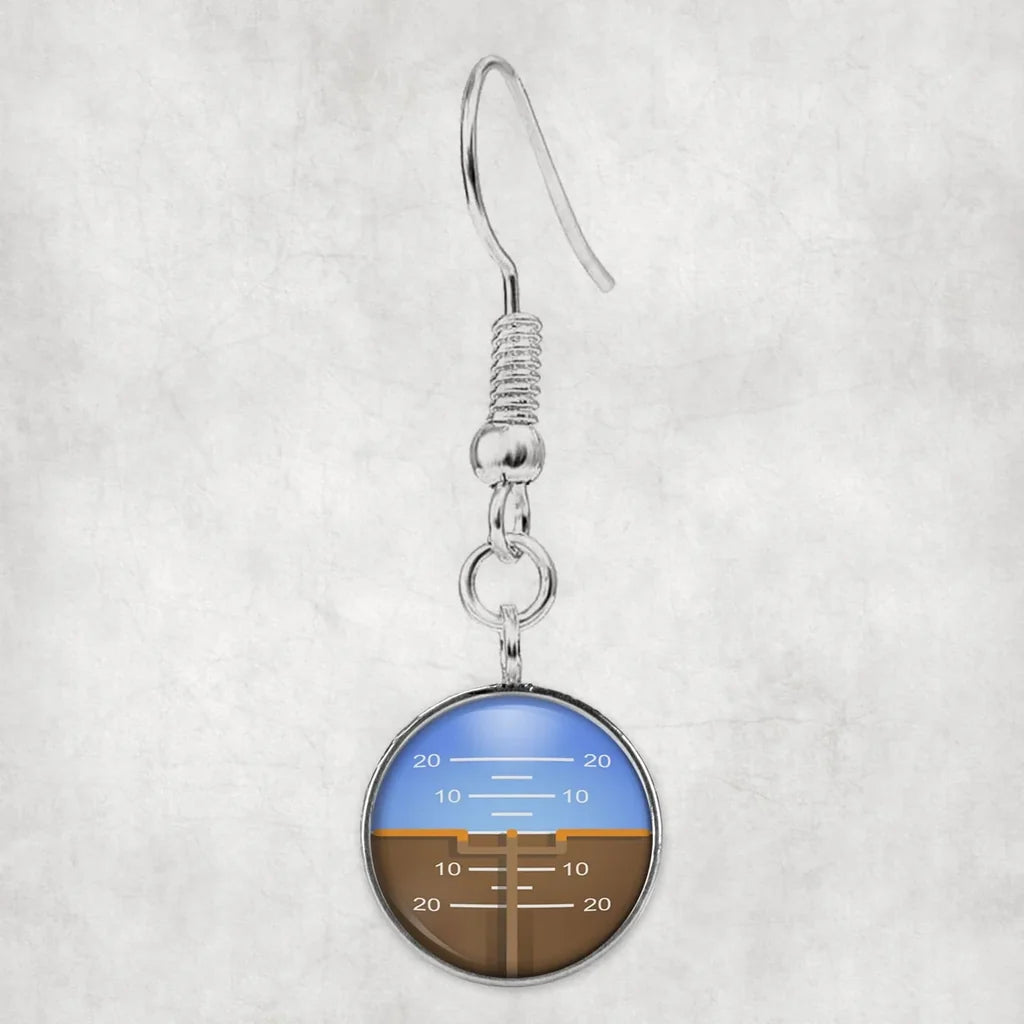 Gyro Horizon 2 aviation-themed earrings, polished hypoallergenic alloy.