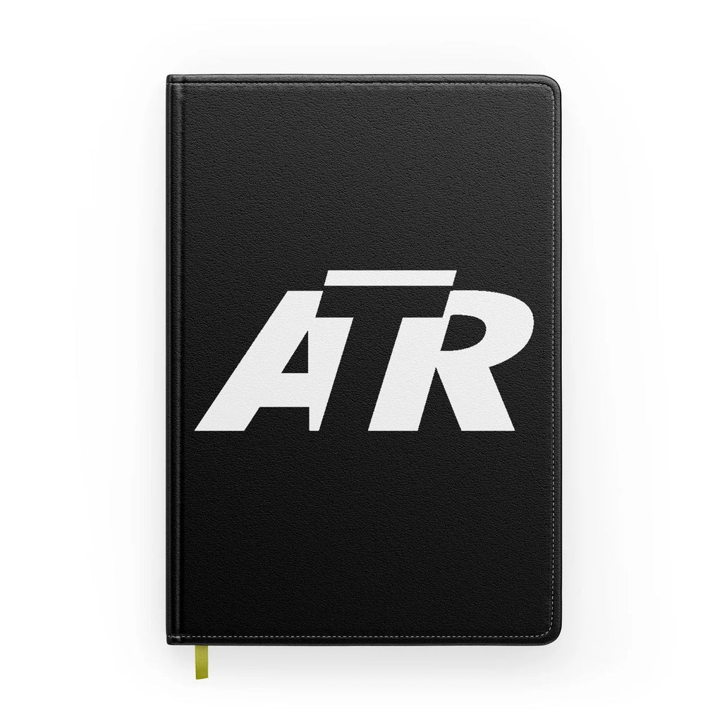 ATR & Text aviation design on premium hardcover notebook.