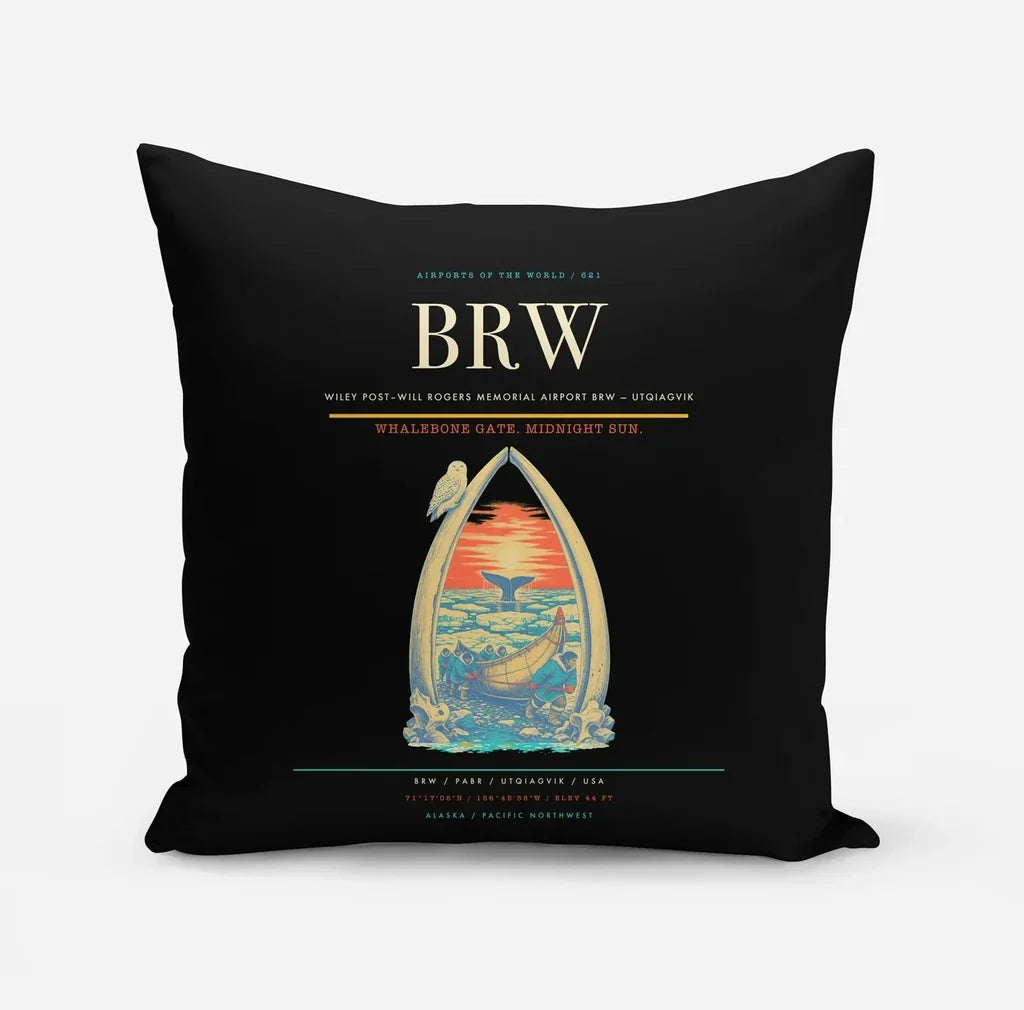 Wiley Post–Will Rogers Memorial Airport (BRW) design on black pillow