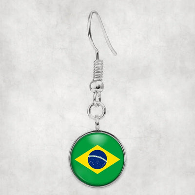 Side view of Brazil Flag aviation earrings in hypoallergenic alloy, polished finish.