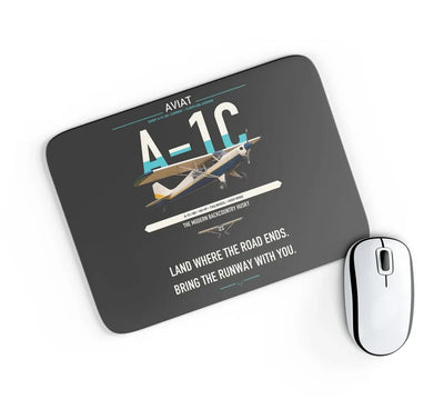 Aviat Husky A-1C-180 design on black rectangle mouse pad