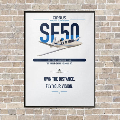 Cirrus Vision Jet G2+ vertical canvas print - framed - white background