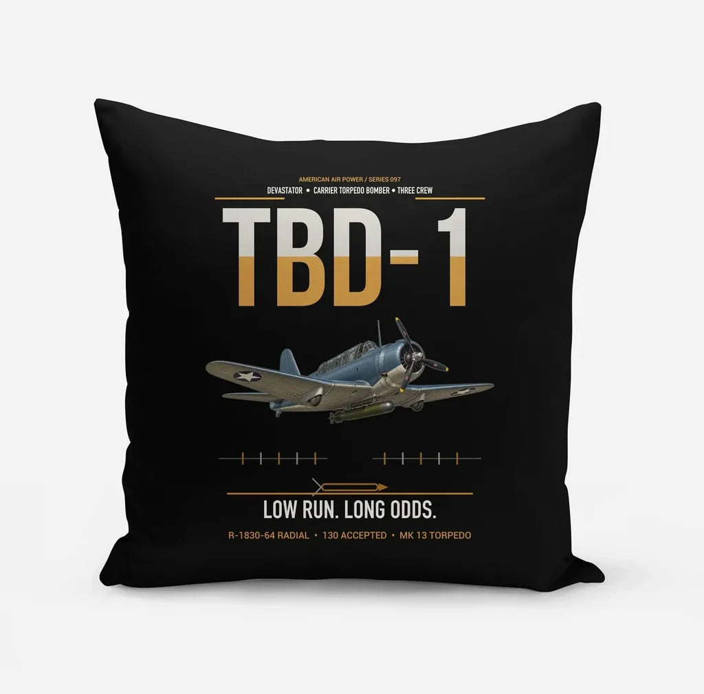 TBD-1 Devastator design on black pillow