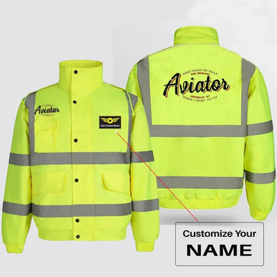 Aviator - Dont Make Me Walk aviation design printed on insulated shell with high-visibility reflective panels reflective wint.
