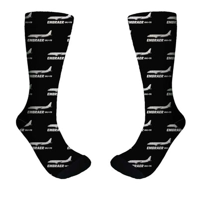 The Embraer ERJ-175 aviation design on soft cotton blend socks.