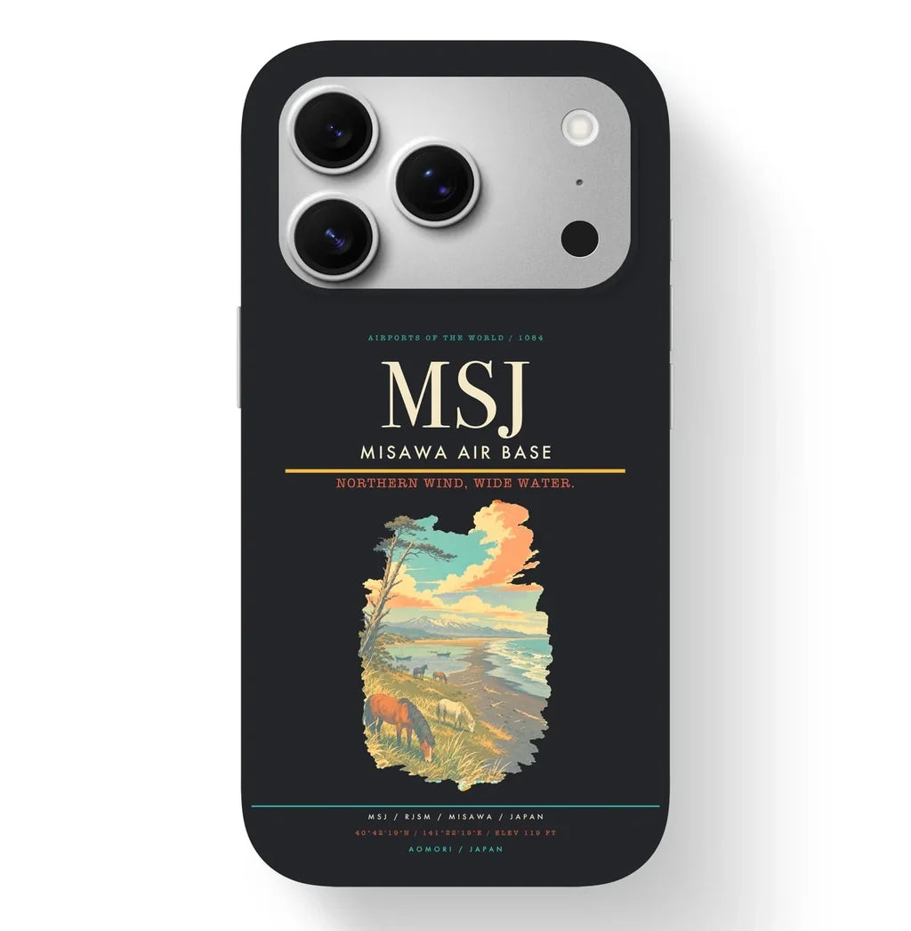 Misawa Airport (MSJ) design on black iPhone 17 Pro MagSafe case
