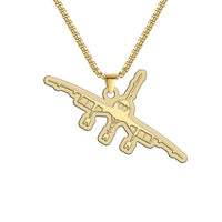 Thumbnail for Concorde Silhouette aviation hollow necklace, polished metal body with engraved detail.