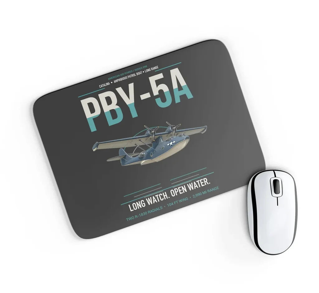 PBY-5A Catalina design on black rectangle mouse pad
