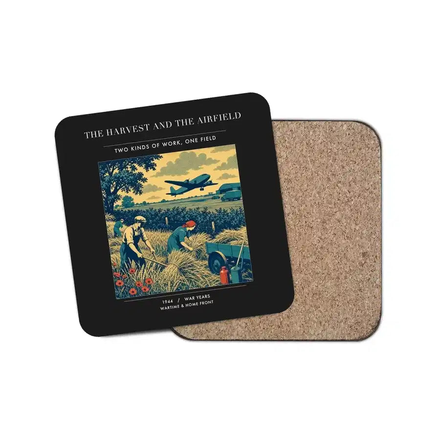 The Harvest And The Airfield - Designed Coasters design on black 1-piece