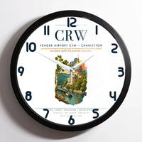 Thumbnail for Yeager Airport (CRW) design on white framed wall clock