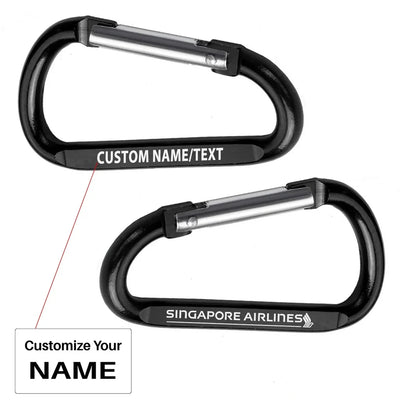 Singapore Airlines aviation aluminum alloy carabiner key chain in aircraft-grade aluminum.