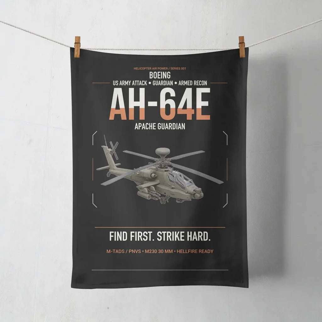 Boeing AH-64E Apache Guardian design on black towel