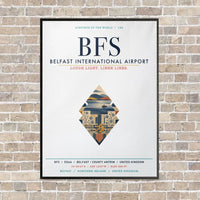 Thumbnail for Belfast International Airport BFS vertical canvas print - framed - white background