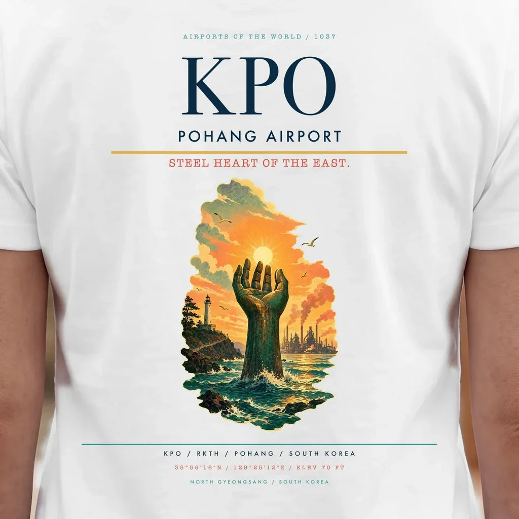 Pohang Airport (KPO) double-side t-shirt design close-up cover