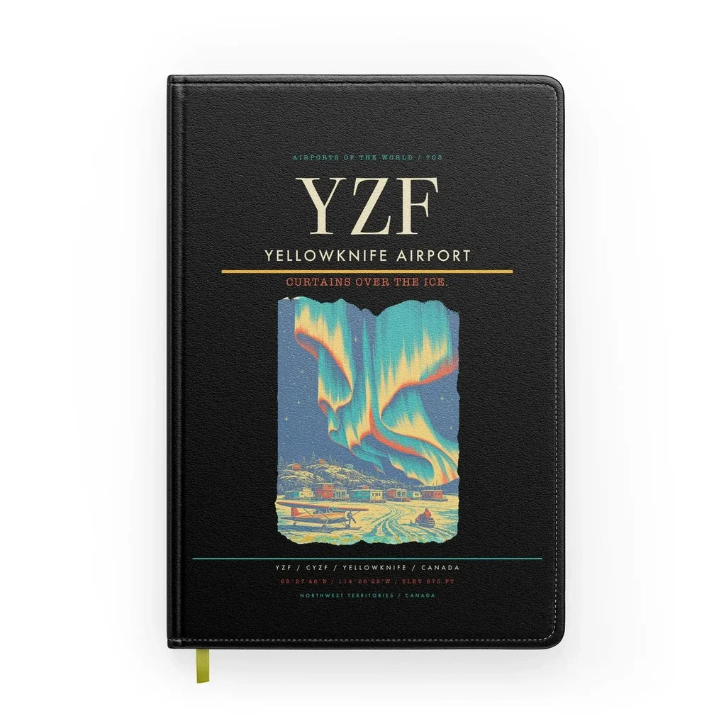 Yellowknife Airport (YZF) design on black notebook