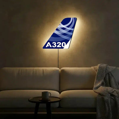 Airbus A320 aviation design on durable metal with LED aircraft tail wall art.