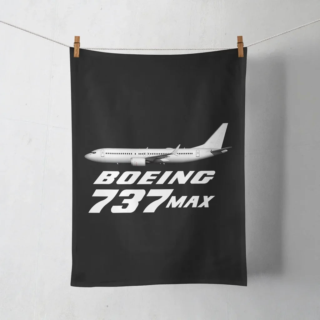 The Boeing 737Max aviation design on soft absorbent cotton towel.