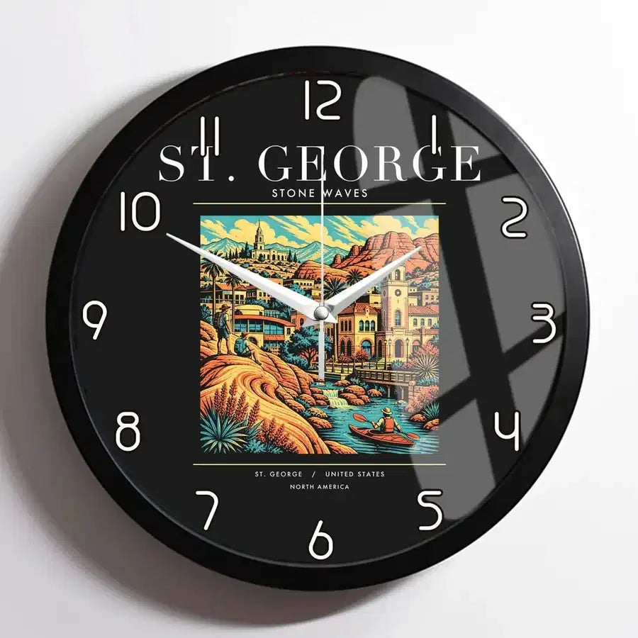 ST. GEORGE - Poster - Wall Clock Framed - Black