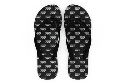 Boeing 707 & Text Slippers (Flip Flops) aviation design on durable rubber sole slippers and flip-flops.