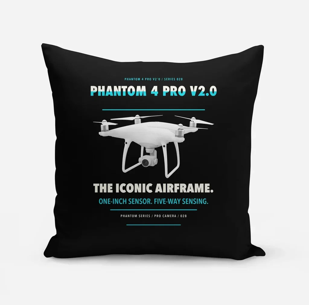 DJI Phantom 4 Pro V2.0 design on black pillow