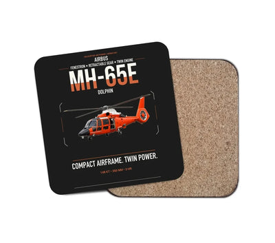 Airbus MH-65E Dolphin design on black 1 piece coaster