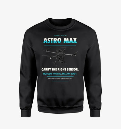 Freefly Astro Max design on black sweatshirt