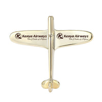 Thumbnail for Side view of Kenya Airways Airplane Shape aviation airplane-shape brooch in polished alloy, polished finish.