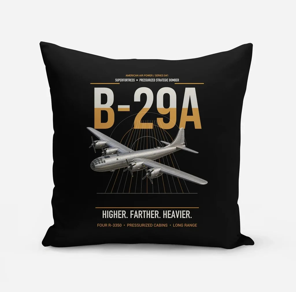 B-29A Superfortress design on black pillow