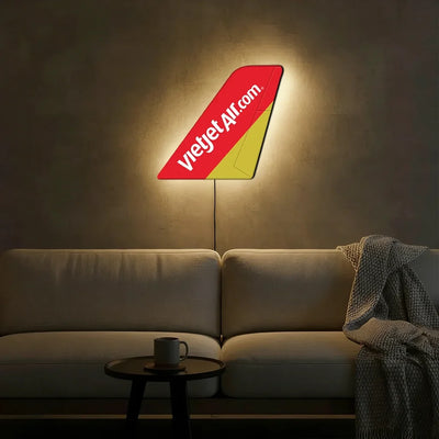 VietJet Air aviation design on durable metal with LED aircraft tail wall art.