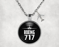 Thumbnail for Side view of Boeing 717 & Plane aviation necklace in stainless steel, polished finish.