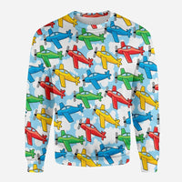 Thumbnail for Funny Airplanes aviation design printed on soft cotton blend 3D sweatshirt.