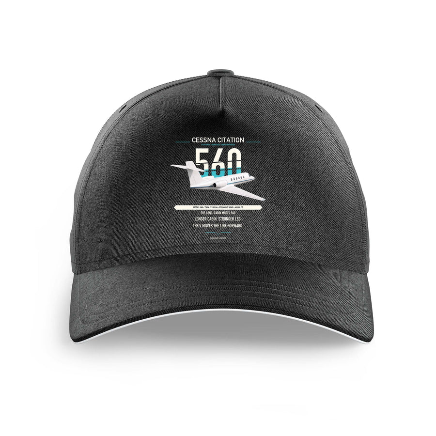 Cessna Citation 560 - Citation V design on black printed hat