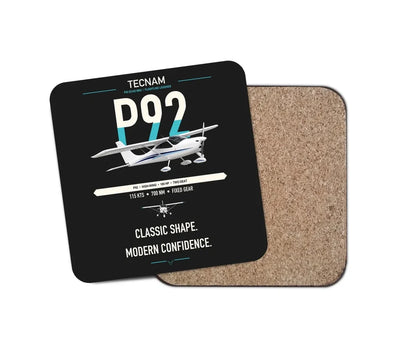 Tecnam P92 Echo MkII design on black 1 piece coaster