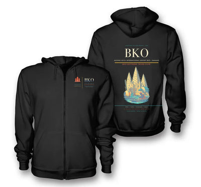 Bamako Airport (BKO) design on black premium zipped hoodie