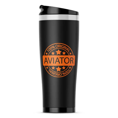 %100 Original Aviator aviation design on stainless travel mug, vacuum-insulated double-wall stainless.