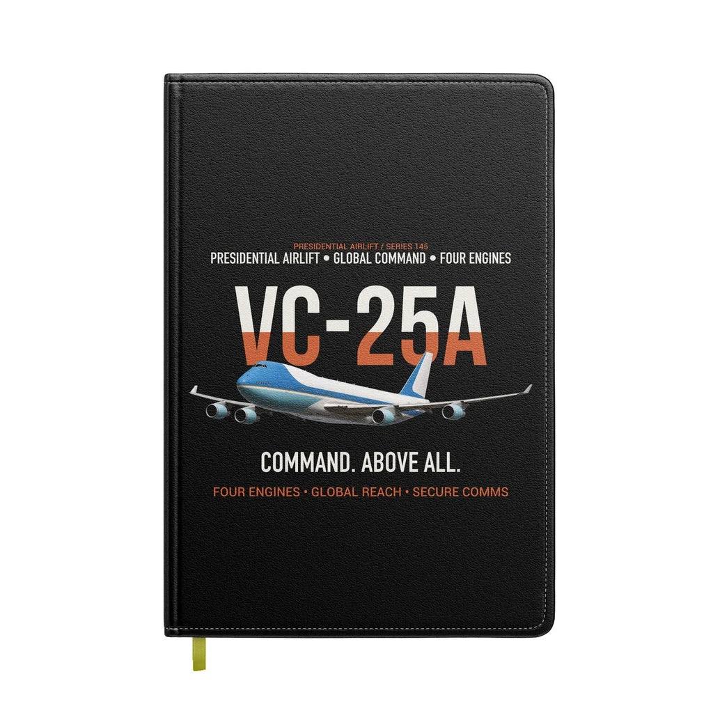 VC-25A Air Force One Presidential Airlift design on black notebook