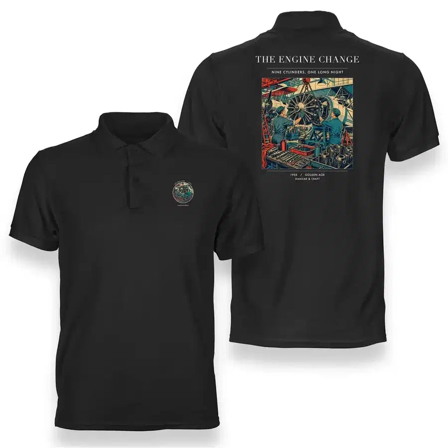 VINTAGE G4167 - The Engine Change - Double-Side Polo T-Shirt design on black