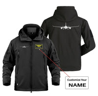 Thumbnail for Airbus A350 Silhouette Military Jackets (Customizable) aviation design printed on heavy cotton shell with field-style pockets.