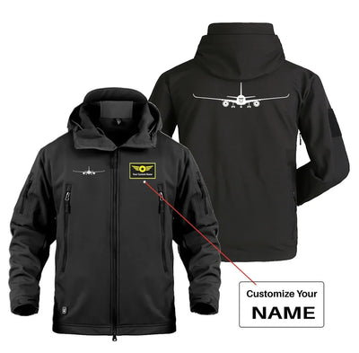 Airbus A350 Silhouette Military Jackets (Customizable) aviation design printed on heavy cotton shell with field-style pockets.